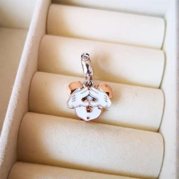 

925 sterling silver two-tone be yourself cartoon dangle charm bead fits european pandora style beads bracelets213h, Black