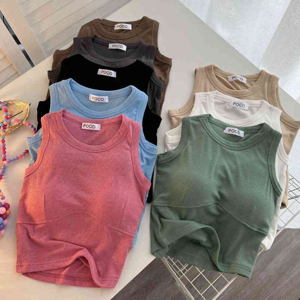 

women's tanks camis candy colored bottomed blouse women's ins sleeveless tank with design inside and short cushion aj3n, White
