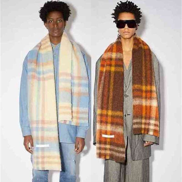 

designer scarf autumn and winter new imitation cahmere rainbow ac carf women' nordic fahion thickened warm baba plaid wl, Blue;gray