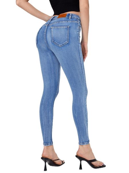 

patch detail skinny jeans w0lw#, Blue