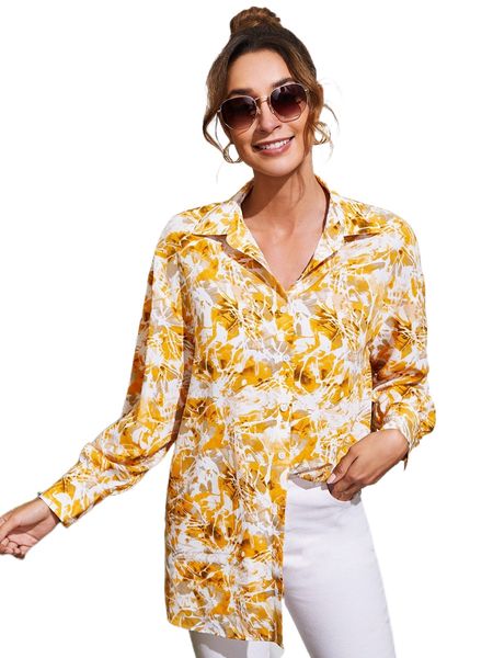 

graphic button up blouse y2jb#, White