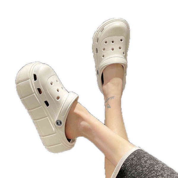 

sandals new eva platform hole shoes women summer non slip beach sandals inside outside high heels fashion slippers 220412, Black