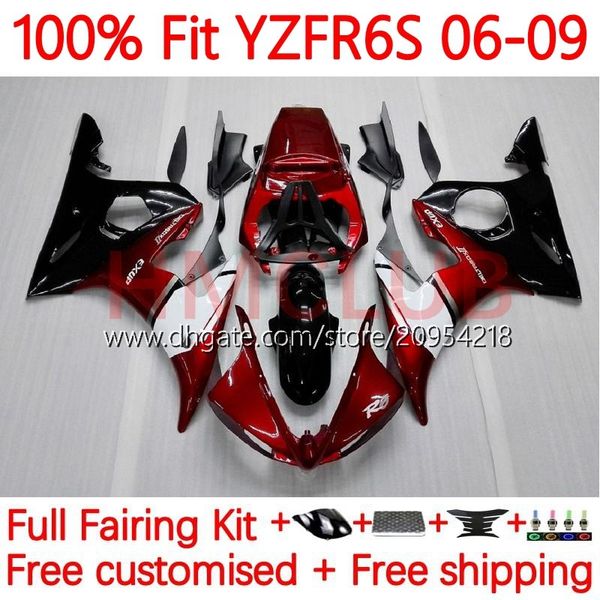 Injection Body For YAMAHA YZF-R6S YZF600 YZF R6 S 600 CC 06-09 Bodywork 10No.5 YZF R6S 600CC YZFR6S 06 07 08 09 YZF-600 2006 2007 2008 2009 OEM Fairing Kit pearl red