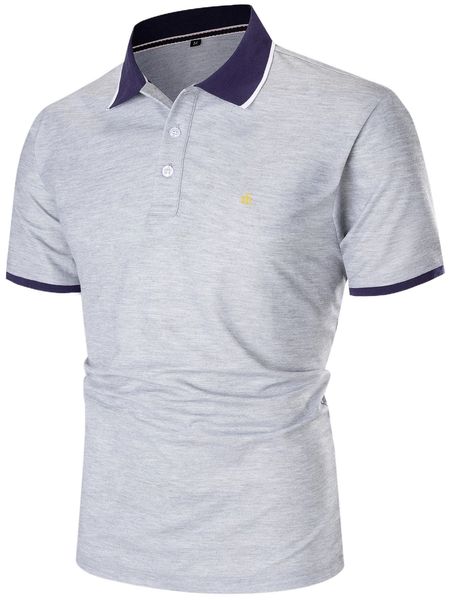 

men letter embroidery contrast collar polo shirt y4et#, White;black