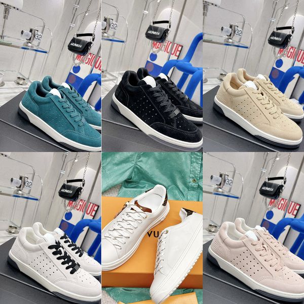 

22a luxurys designer italy time out sneaker low casual shoes suede women treaded rubber outsole embossed letter printed calf real leather cl