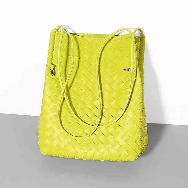 

hbp new microfiber leather woven bag shoulder large capacity beach leisure bucket bags european and american style th