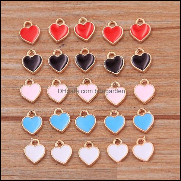 

charms 50pcs 6x8mm 5 color alloy metal drop oil small heart kc gold pendant for diy bracelet necklace jewelry making bdegarden dhvzm, Bronze;silver