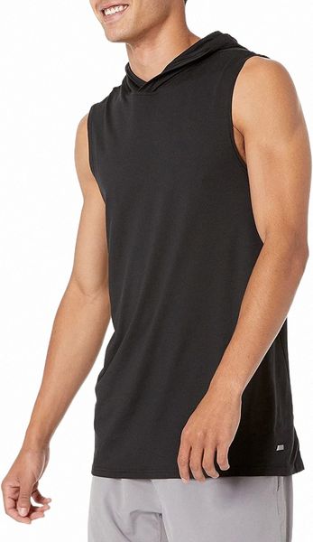 

essentials men's tech stretch sleeveless hoodie k46p#, Black