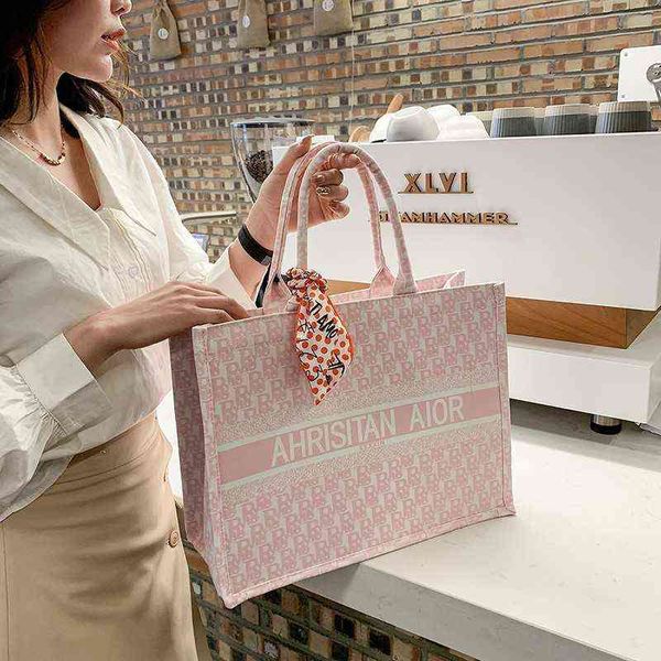 

2022 fashion versatile portable one shoulder tote bag canvas shopping