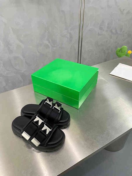 

slippers classic women's summer slippers fashionable sandals with various styles personalized design flat bottomed square head trend, Black