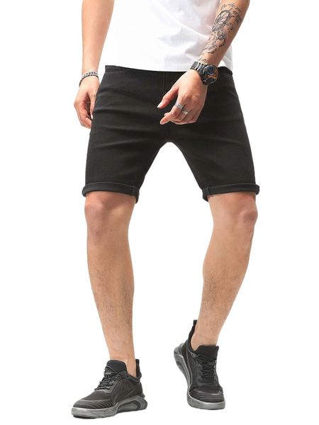 

men straight leg denim shorts m74n#, White;black