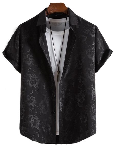 

men floral print shirt without tee s3iv#, White;black