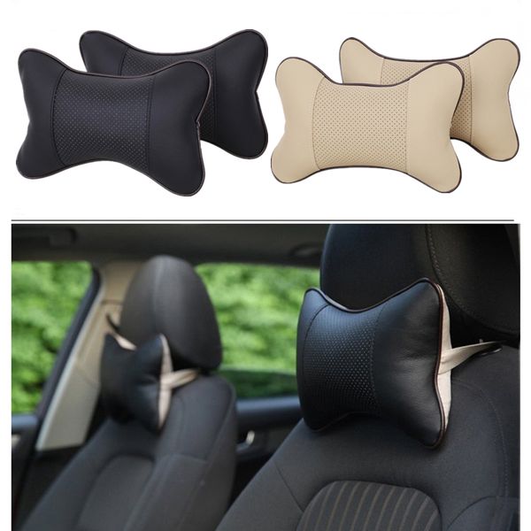 

1pcs car neck pillows seat cushions both side pu leather pack headrest for toyota head pain relief filled fiber universal car pillow