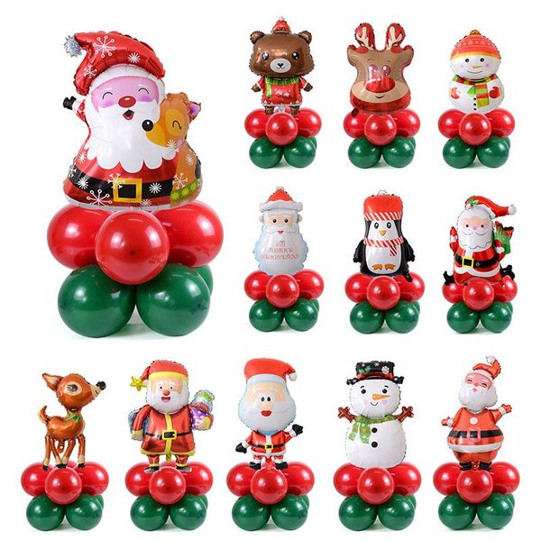 Decoração Do Partido Balões De Natal Vermelho Verde Látex Balão Santa Claus Snowman Xmas Stand Stand Decor Navidad Globos