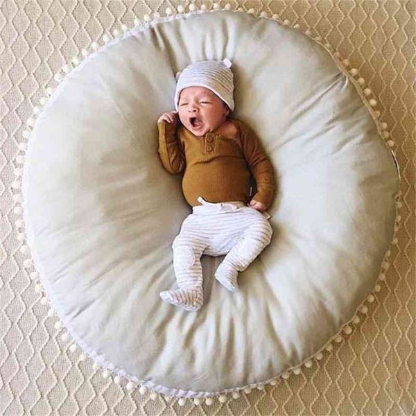 

90cm round cushion pad home decor seat cushion kids pillow stuffed thick cotton play pad crwaling mat carpet floor rug baby 210402