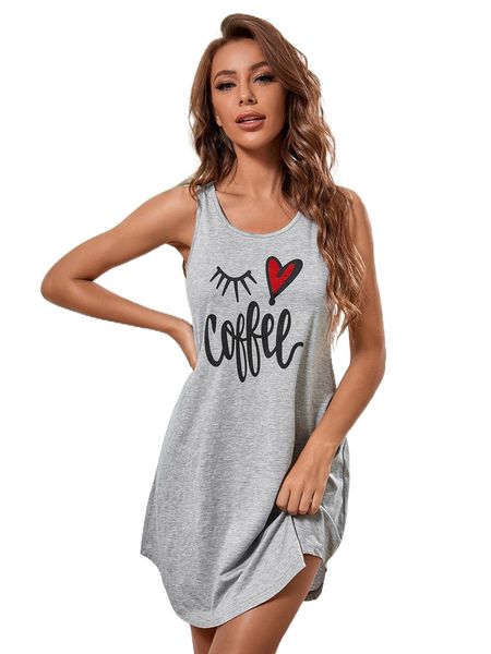 

heart & eyelash print nightdress i592#, Black;red