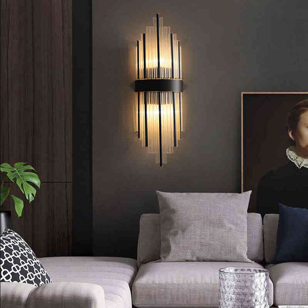 

pendant lamps all copper light luxury crystal wall lamp living room background nordic postmodern el bedroom bedside stair aisle