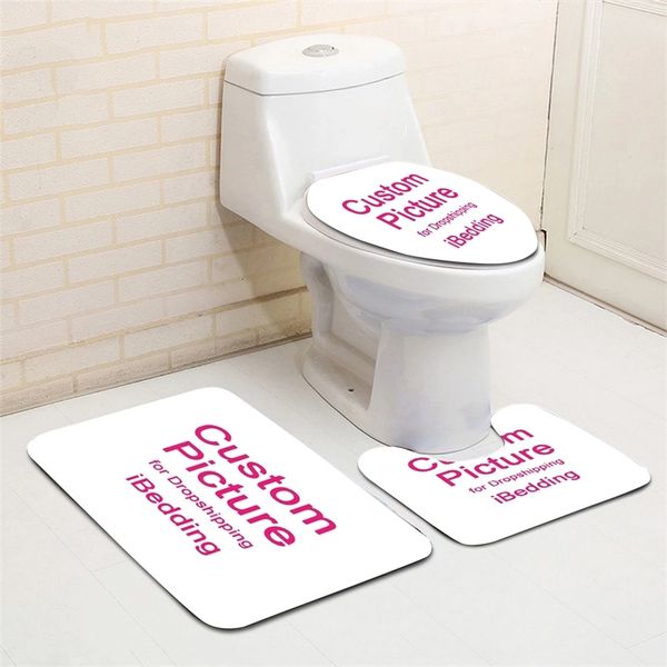 Capa de assento do banheiro personalizada personalizada não deslizamento de tapete de lã de lã de lã de banheiro conjunto de tapetes de banho grop 220504