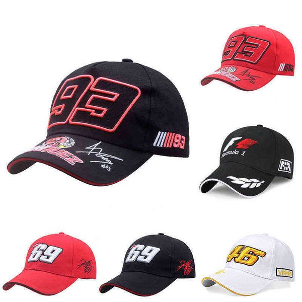 Top Caps Açık Beyzbol Kapakları Erkek Nakış Moto GP Yarışı F1 Cap Casual Bone Snapback Şapka Pamuk Nefes Alabilir Ayarlanabilir Truckerd6st