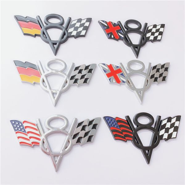 Party-Dekoration 1 Stück 3D-Metall-V8-Emblem amerikanische Flagge Kofferraumabzeichen Universal-Autoaufkleber für Auto-Styling