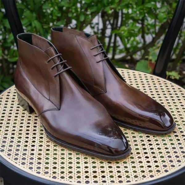 

new martin boots men pu solid color classic business casual fashion british style wingtip lace-up desert ankle cp025, Black