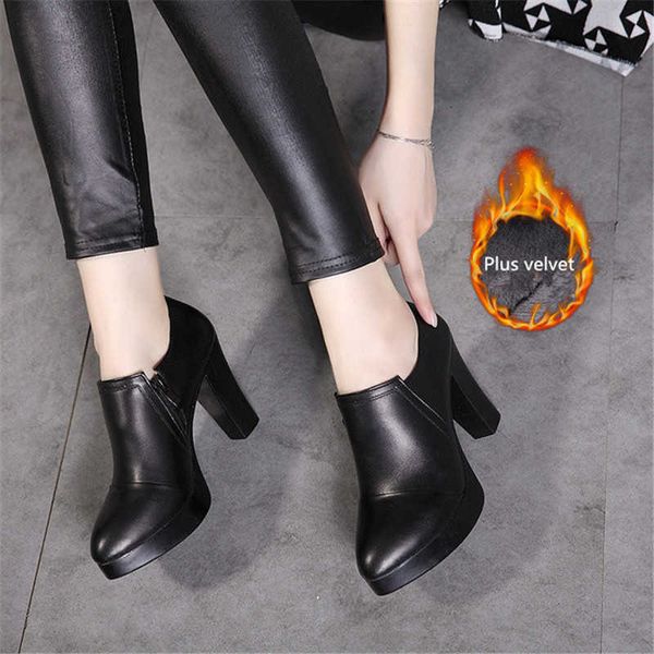 

paris classic luxury new genuine leather women's shoes fashion high heels women pumps platform autumn winter ankle boots black plus siz