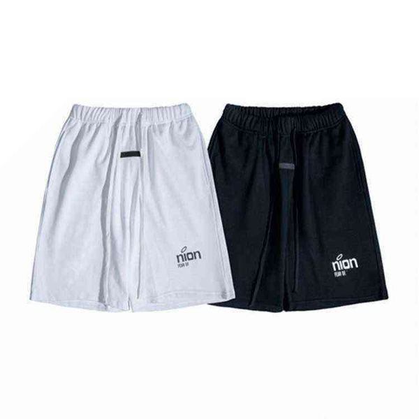 

high version fog new summer bear of god double thread essentials high street drawstring os five point shorts minimalist designer luxury hugh, White;black