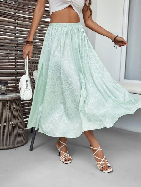 

high waist scroll print skirt y79j#, Black