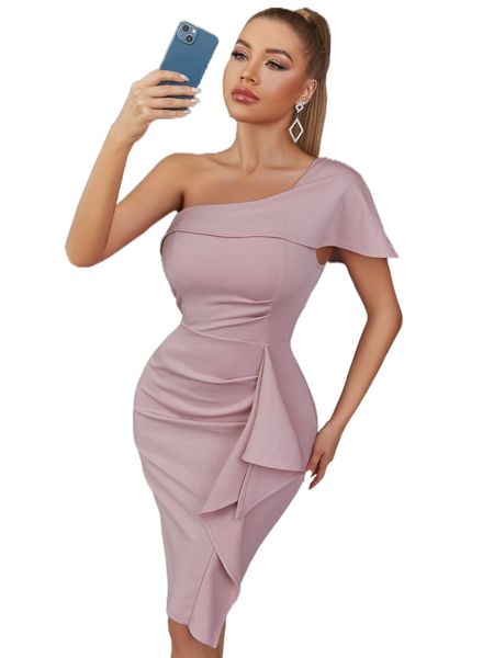 

adyce one shoulder draped detail dress r4ks#, Black;gray