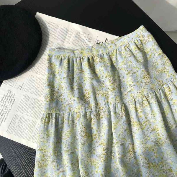 

skirts spring xiaohejia women's skirt high waist floral casual simple, Black