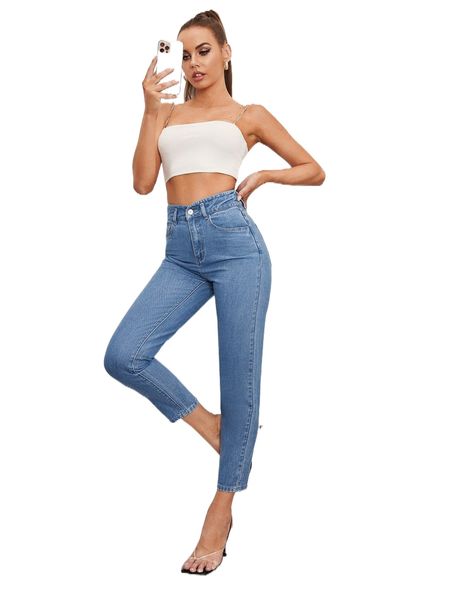 

high waist mom jeans e1tu#, Blue