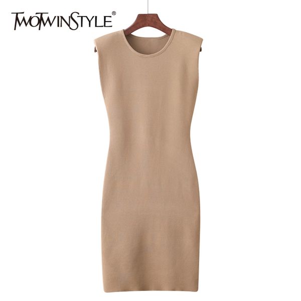 

black knitted dress for women o neck sleeveless high waist slim mini dresses female clothing fashion 210423, Black;gray