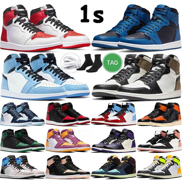 

2022 high og heritage basketball shoes men women dark mocha marina blue patent bred homage to home light smoke grey mens trainer