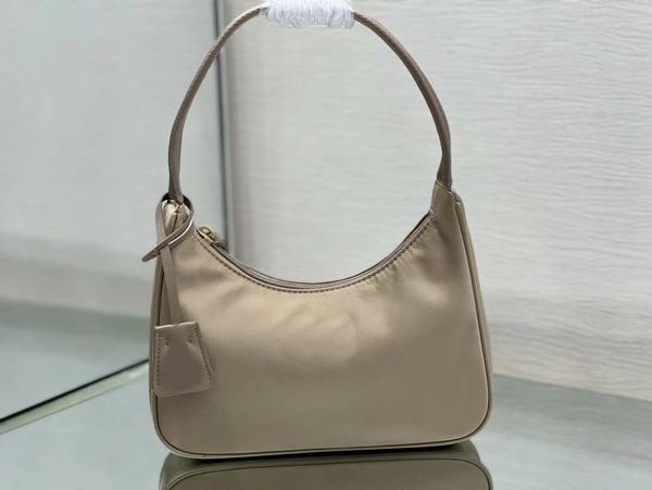 

retro sportre-nylon baguette bags recycled nylon hobo one shoulder bag enameled metal triangle sequined hardware purse webbing handle handba