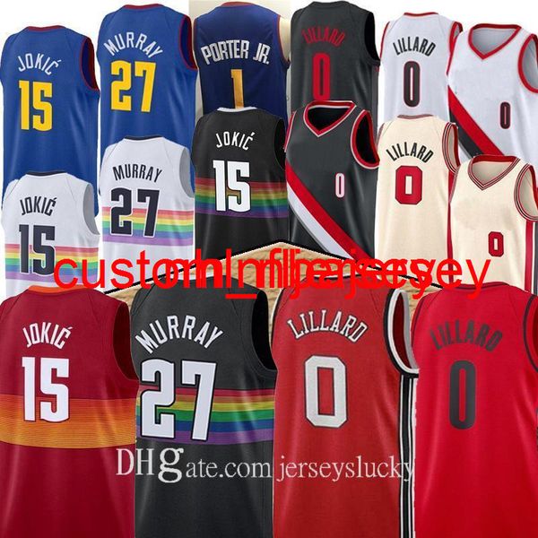 Top Quality Jamal 27 Murray Basquete Jersey Nikola Mens 15 Jokic Michael 1 Porter Jr. Damian 0 Lillard New Men Basketball Jerseys S-2XL