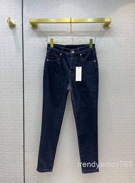 

women's jeans early autumn women's casual style versatile medium high waist slim nine legged jeans, Blue