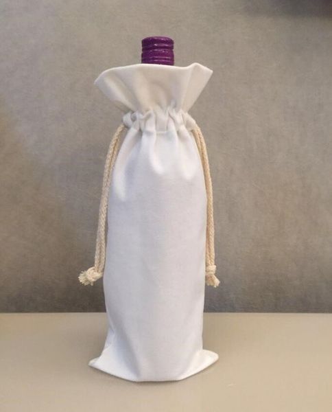 

20pcs stuff sacks sublimation diy white blank thick flannel red wine drawstring bag christmas bottle cover