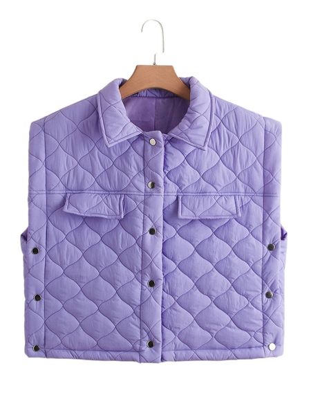 

plus fake pocket quilted gilet 27il#, Black