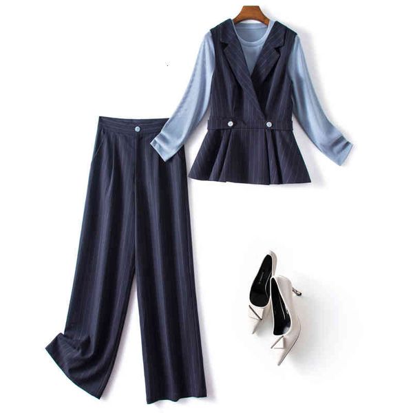 

women's tracksuits light luxury original order tail cargo export foreign trade big brand shopping mall spring with striped vest trouser, Gray