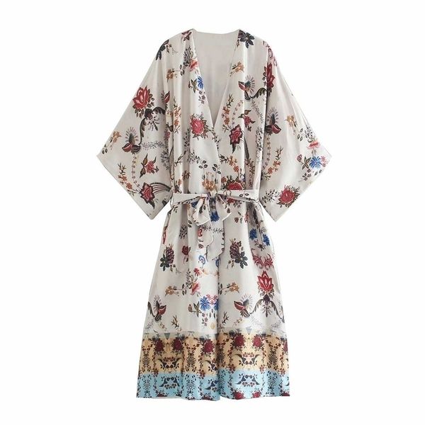 

blouse women oversized loose kimono long sleeves fashion casual vintage chic lady shirt women belted 210709, White