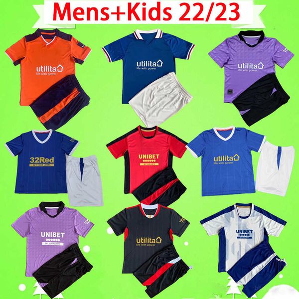 

men and kids kit rangers soccer jerseyss boys sets 2022 2023 150th anniversary glasgow training roofe defoe hagi barker kent 22 23 suit, Black