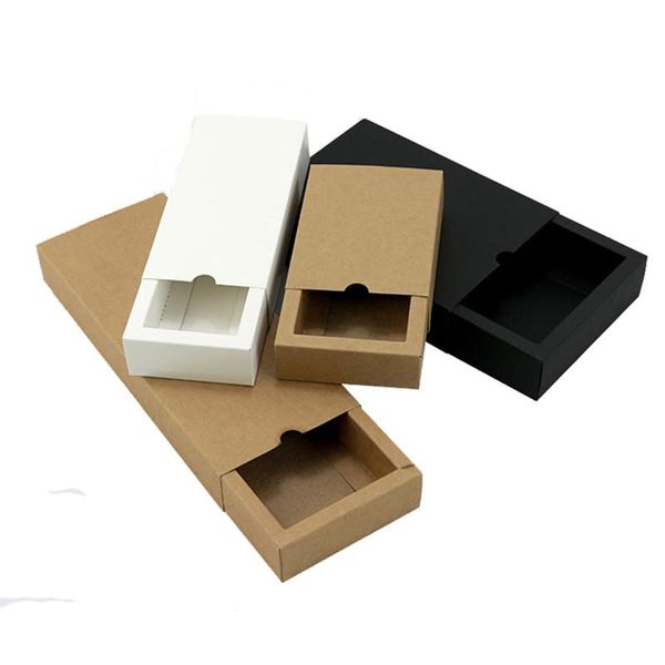 Подарочная упаковка ПК продавать DIY Kraft Boxes White/Brown/Black Paper маленькая мыльная коробка картон мини -ювелирные украшения для упаковки коробки коробки