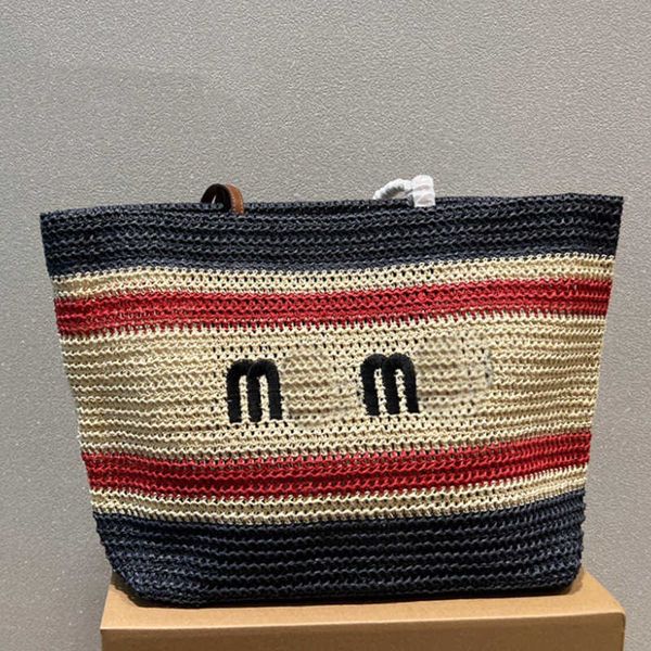 

designer 2022 new net red same advanced sense woven women's bag fashion large capacity shopping bag contrast single shoulder bag tote