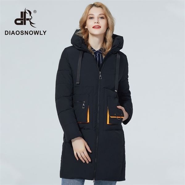 

diaosnowly fashionable winter jacket women thick hooded warm outwear coats long for women female winter clothes women fashion woman 201210, Black