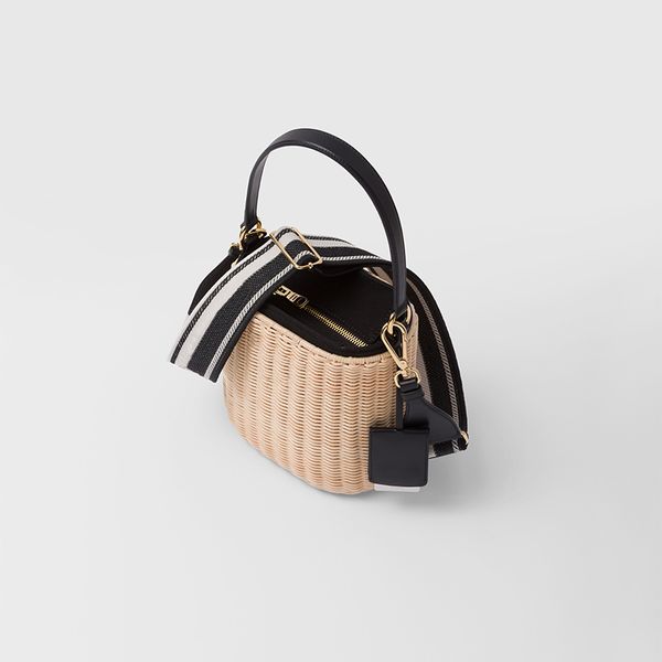 

wicker and canvas bucket bag