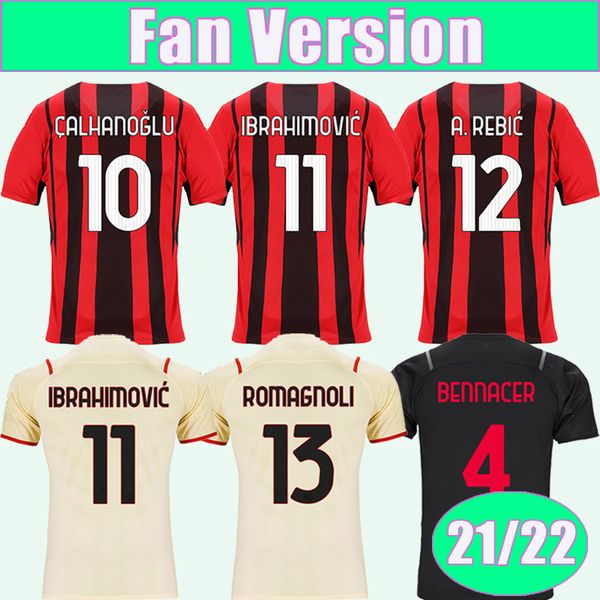 

21 22 ibrahimovic bennacer brahim mens soccer jerseys tonali giroud theo lazetic tomori kjaer home away 3rd football shirt, Black;yellow
