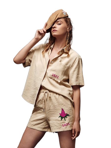 

x venerdi letter & plants print shirt 18sf#, White