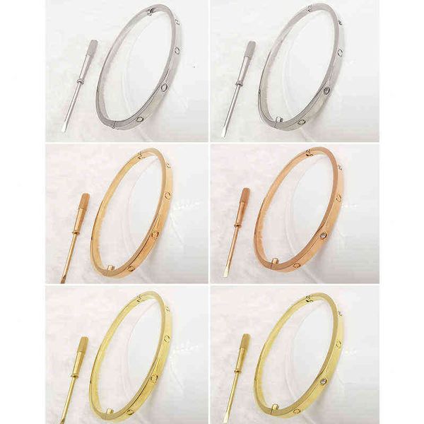 

bangle stainless steel love bracelets silver rose gold for women men screwdriver bracelet couple jewelry woman with bag 15-22cm, Black