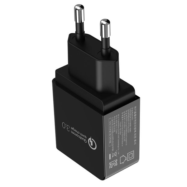 UK US UE Fast Charger 18 Watt qc 3.0 Carga rápida 3A Adaptador de celular Charging de parede USB para Galaxy S21 S20