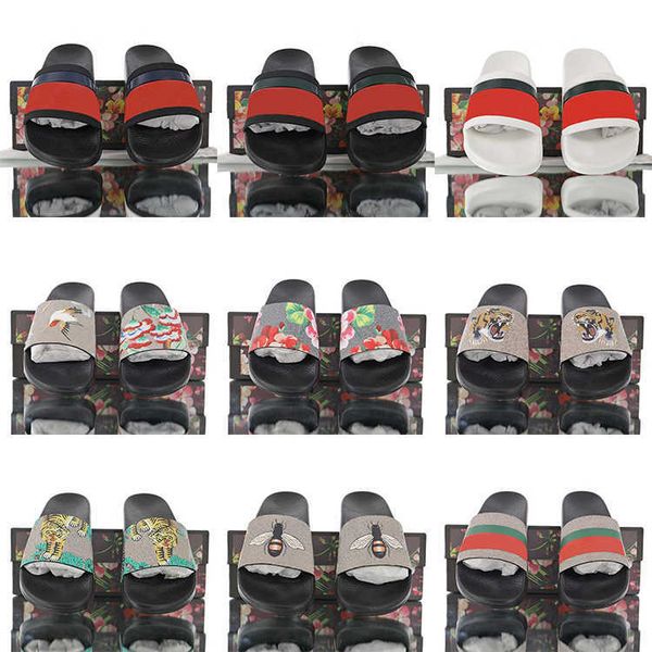 

mens womens slipper summer floral designer sandals beach slides fashion leisure slippers ladies sandali bathroom home classic, Black